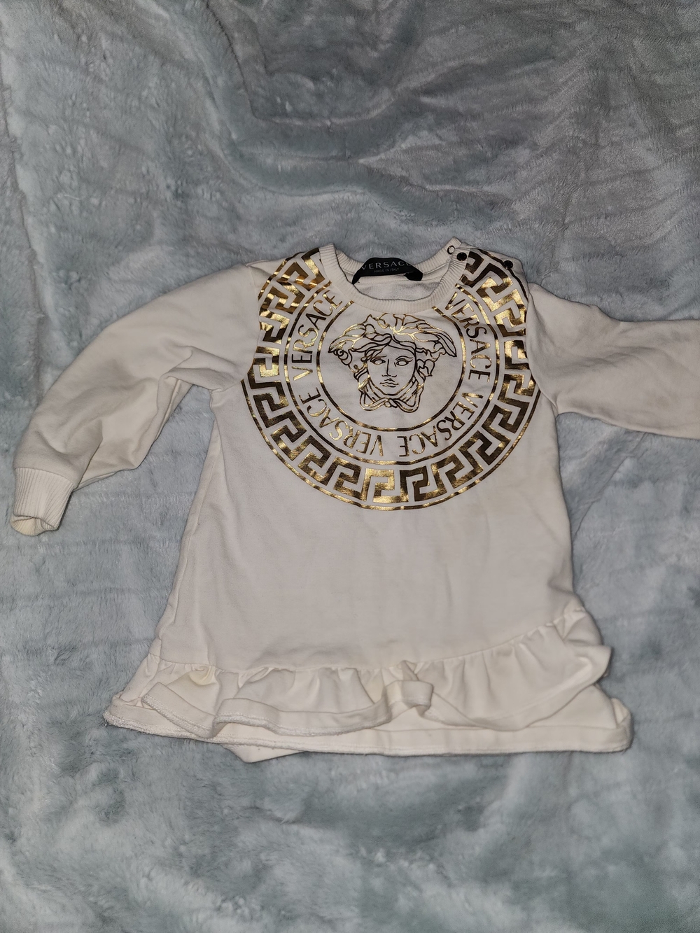 Versace Kids Cream Sweatshirt with Gold Medusa Crest